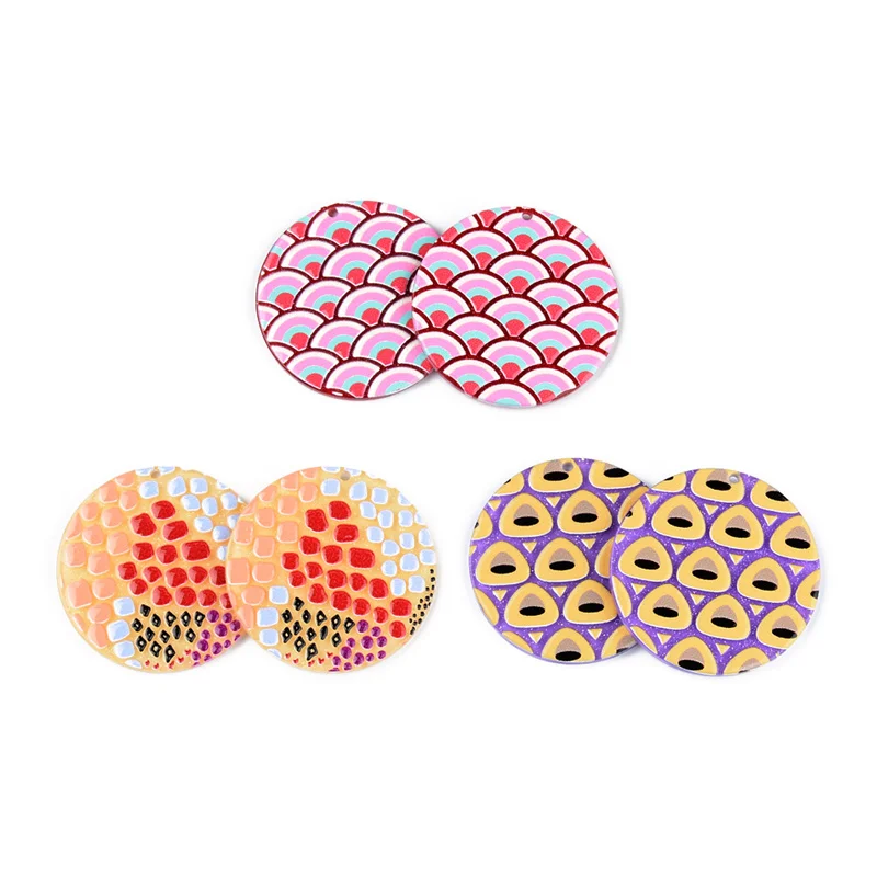 

6PCS Colored Spots Abstract Relief Oil Painting Jewelry Accessories Hand Made Earrings Connectors DIY Pendant Components Charms