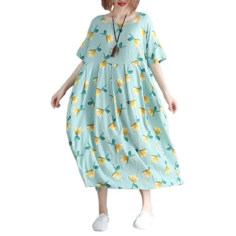 Женское Хлопковое платье в стиле бохо ARCSINX с цветочным принтом большие размеры 10XL