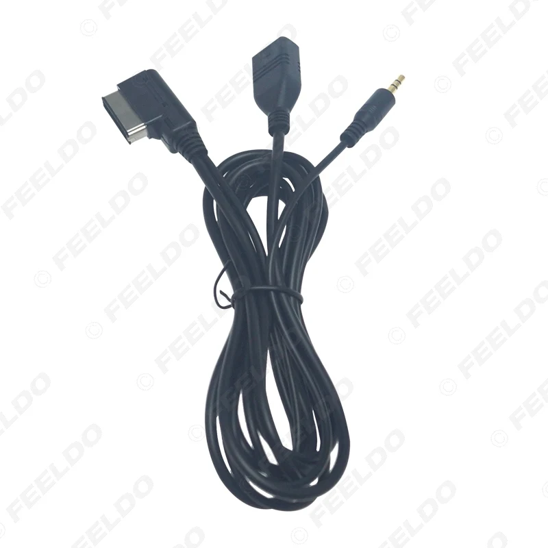 FEELDO 1 шт. автомобильное аудио Музыка 3 5 мм AUX кабель AMI/MDI/MMI интерфейс USB + зарядное