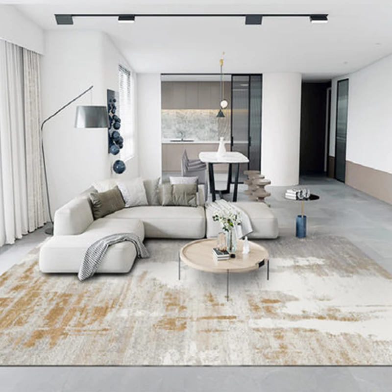 

Modern Abstract Ink Carpet For Living Room Thick Grey Yellow Bedroom Bedside Study Area Rugs Sofa Table Floor Mats Home Decor