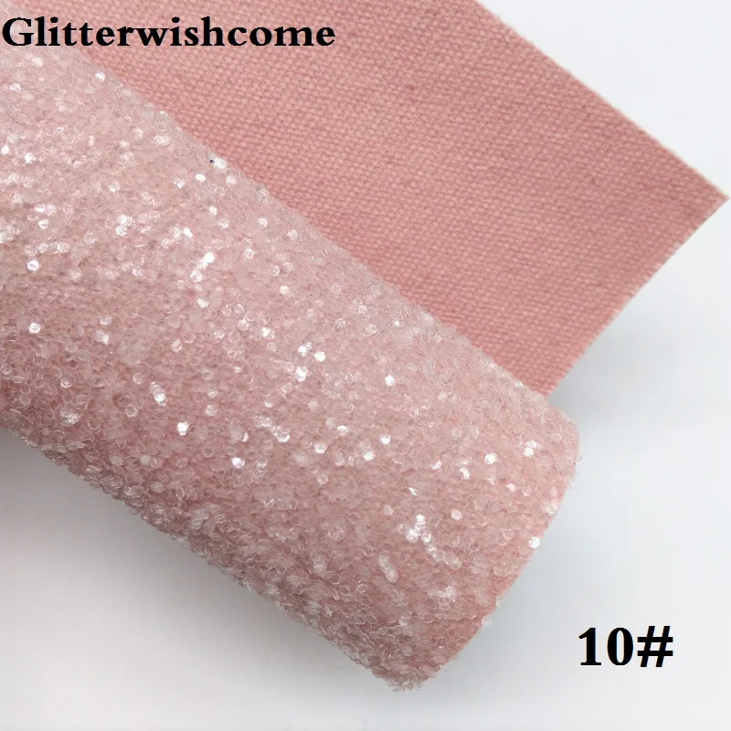 10 Glitterwishcome 30X134 см мини рулон синтетическая кожа, Fluo толстый блеск кожа ткань винил для луков, GM046 - Цвет: 10