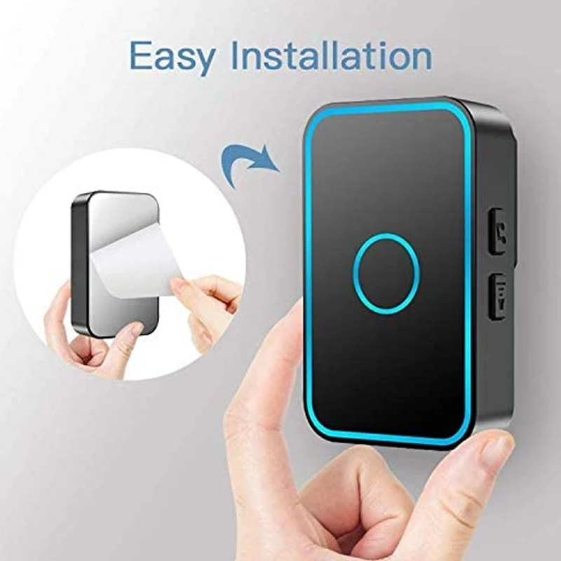 

Wireless Doorbell with 2 Receivers, IP55 Waterproof Doorbell, 1500 Feet Range, 5 Volume Levels, 60 Chimes & LED US Plug