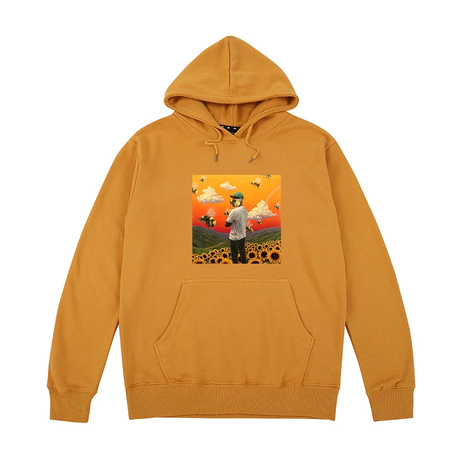 Для мальчиков с цветочным узором Tyler The Creator принадлежности для гольфа толстовки OFWGKTA кататься на коньках рисунок Frank Ocean Harajuku для мужчин и женщин, унисекс, чесаный хлопок - Цвет: Caramel yellow