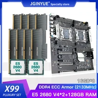 jginyue x99 d8 dual cpu motherboard lga 2011 3 kit set with 2e5 2680 v4 cpu 128gb%ef%bc%8816g8%ef%bc%89ddr4 ecc memory support eight channels