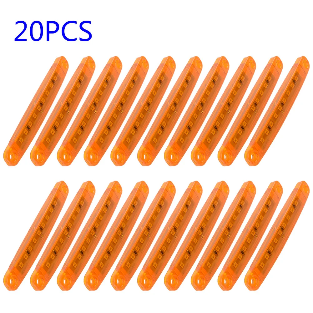 

20pcs Set Car Side Marker Light Amber 9LED DC24V Truck Bus Tail Indicator Parking Turn Signal Lights Waterproof 24V Universal