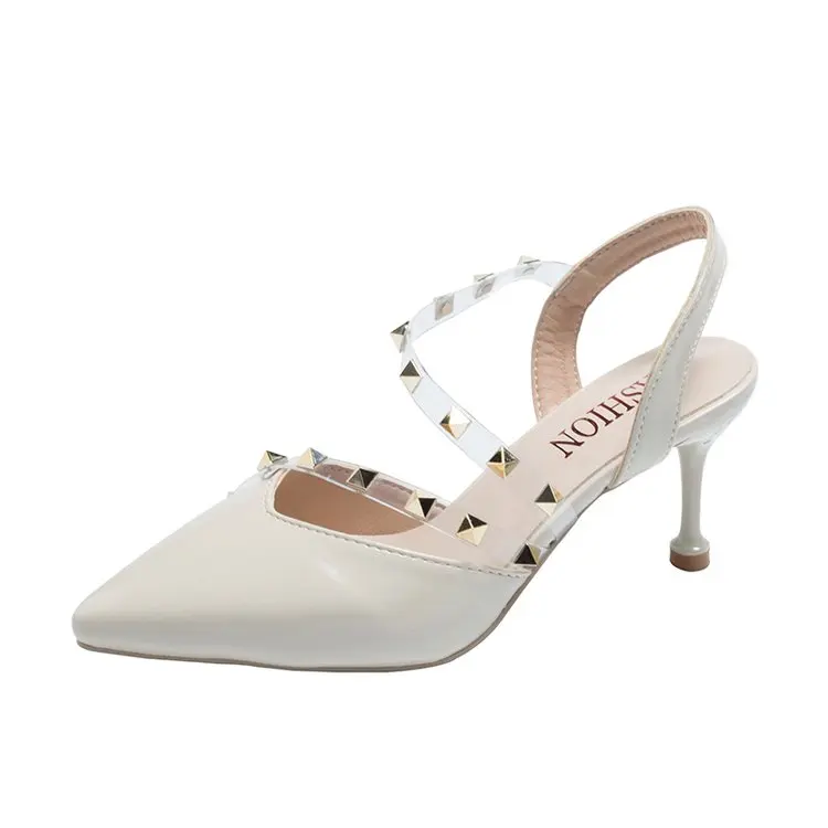 

Женская обувь; Новинка 2019 года; Босоножки на высоком каблуке-шпильке с пряжкой и пикантными заклепками; Прозрачная сетчатая красная женская...