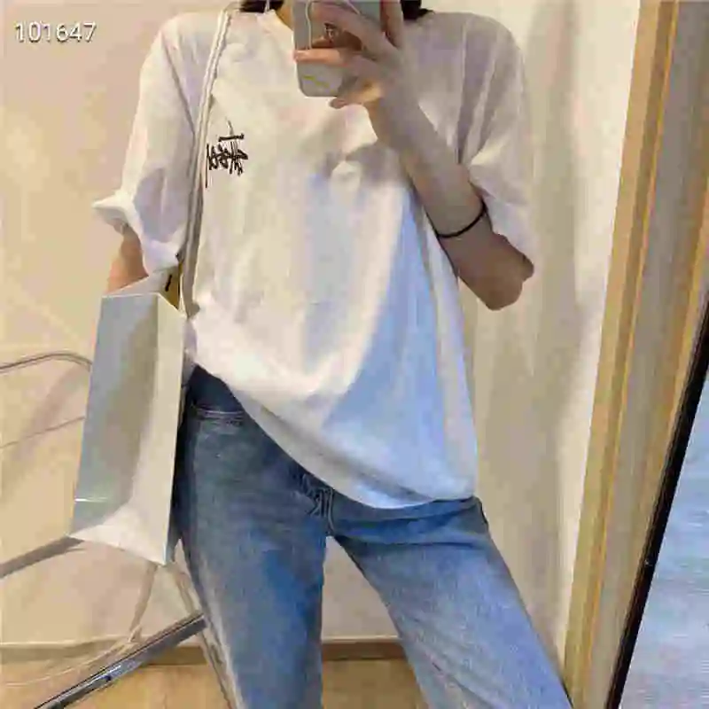 

2021 new fashion summer cotton solid t-shirts for men and women lovers leisure cotton short sleeve T-shirt S - 5XL