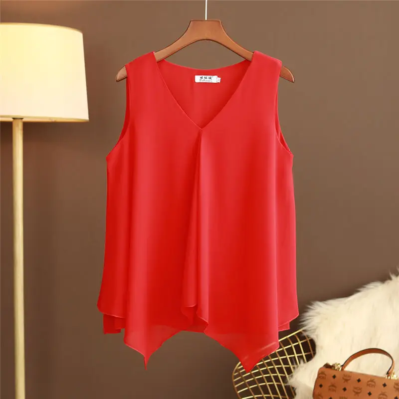 MOYISU Plus Size 5XL Women Chiffon Blouse 2022 New Summer sleeveless Loose Tops Large size Casual Female Shirts Camisas de mujer