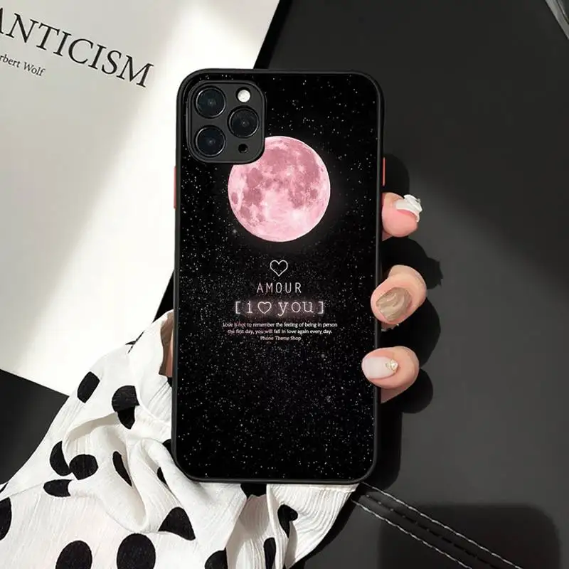 

with white moon stars space astronaut Phone Case matte transparent For iphone 7 8 11 12 plus mini x xs xr pro max cover