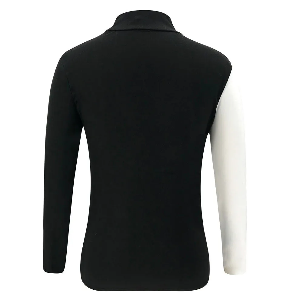 Button T Shirt Women Patchwork High-neck Long Sleeve Camiseta Mujer Tee Femme Casual Loose Tshirt | Женская одежда