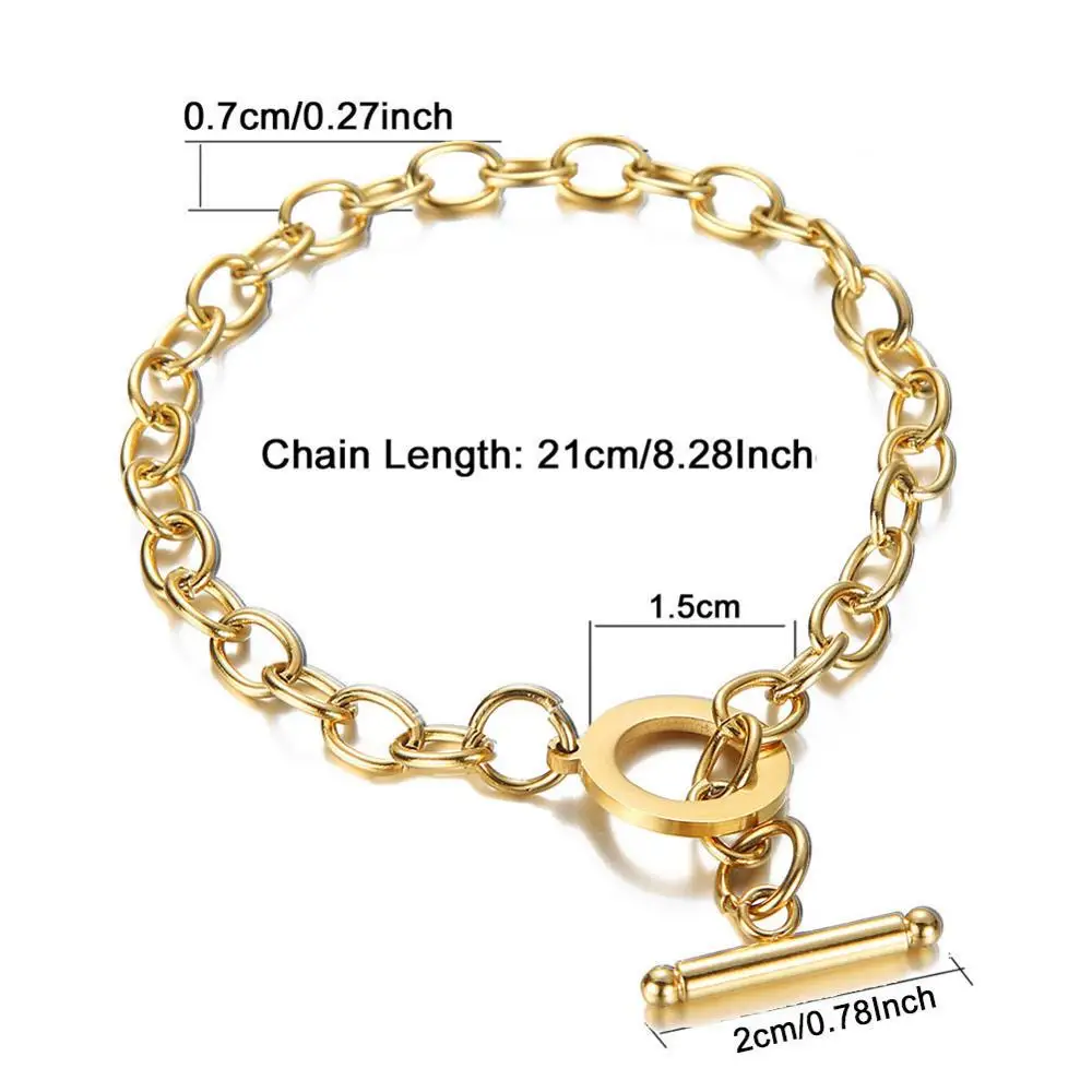 

Men's Women's Hand Bracelet Wholesale Braclets Gold Color Stainless Steel Chain Link Bracelets for Women Girls Jewelry