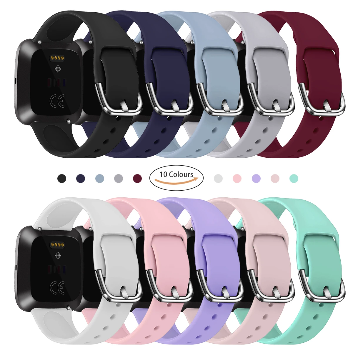 Высококачественный однотонный Браслет для Fitbit Versa 2/Versa Lite водонепроницаемый сменный мягкий силиконовый ремешок для часов Correa