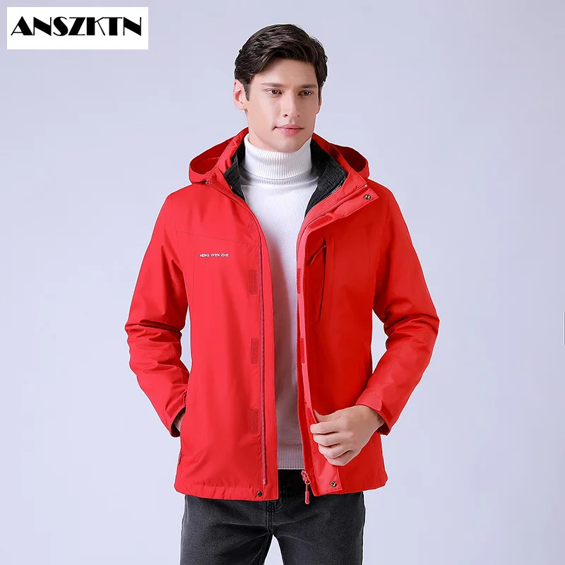 ANSZKTN new style A three-in-one two-piece setElectric Heated JacketsDown Cotton Outdoor Coat USB Electric Heating Hooded