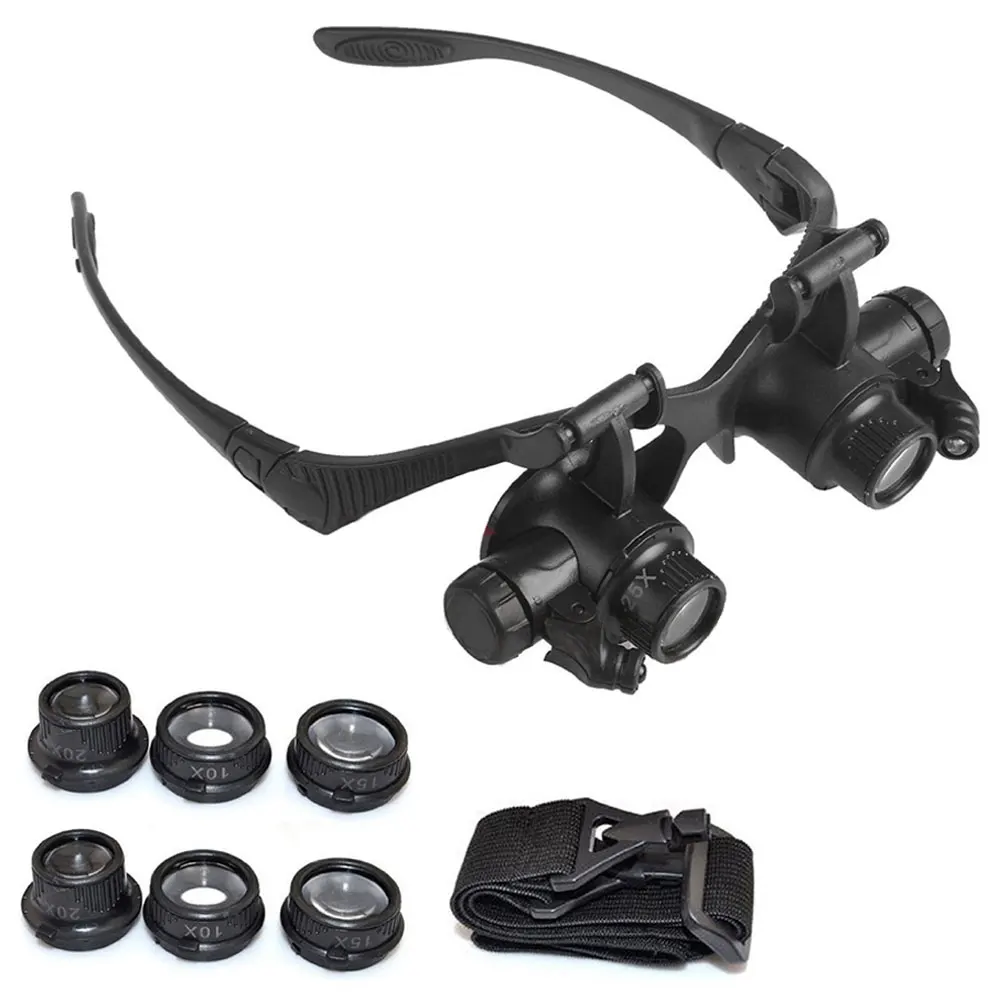 Лупа увеличительные очки лупа объектив Ювелир Часы Ремонт светодиодный