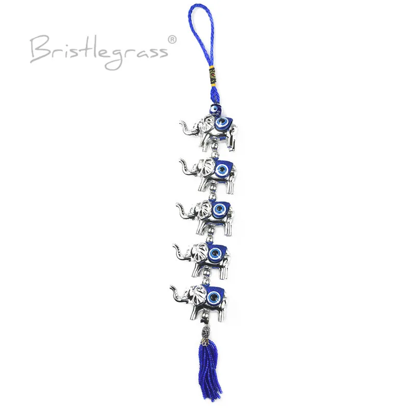 BRISTLEGRASS Турецкая голубой с клипсами Дурной глаз слон Ленточки настенный подвеска