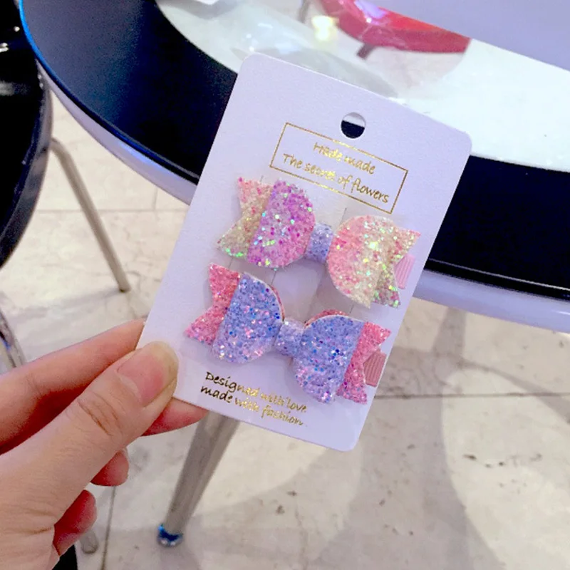 2 шт./компл. милые мини заколки для волос маленьких девочек двухслойные блестящие