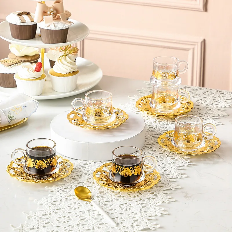 

Coffee cup set creative cup set two cups and two plates high temperature resistant mugs.