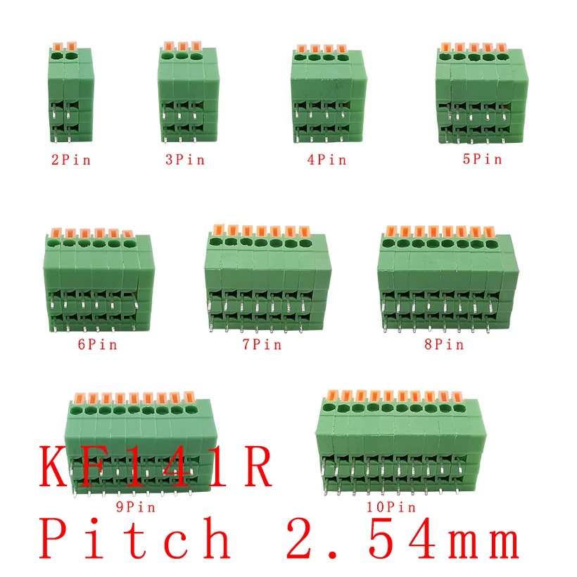 KF141R KF141V 2 54 мм Шаг 2/3/4/5/6/7/8/9/10 Pin печатная плата пружинный неисправный Клеммник