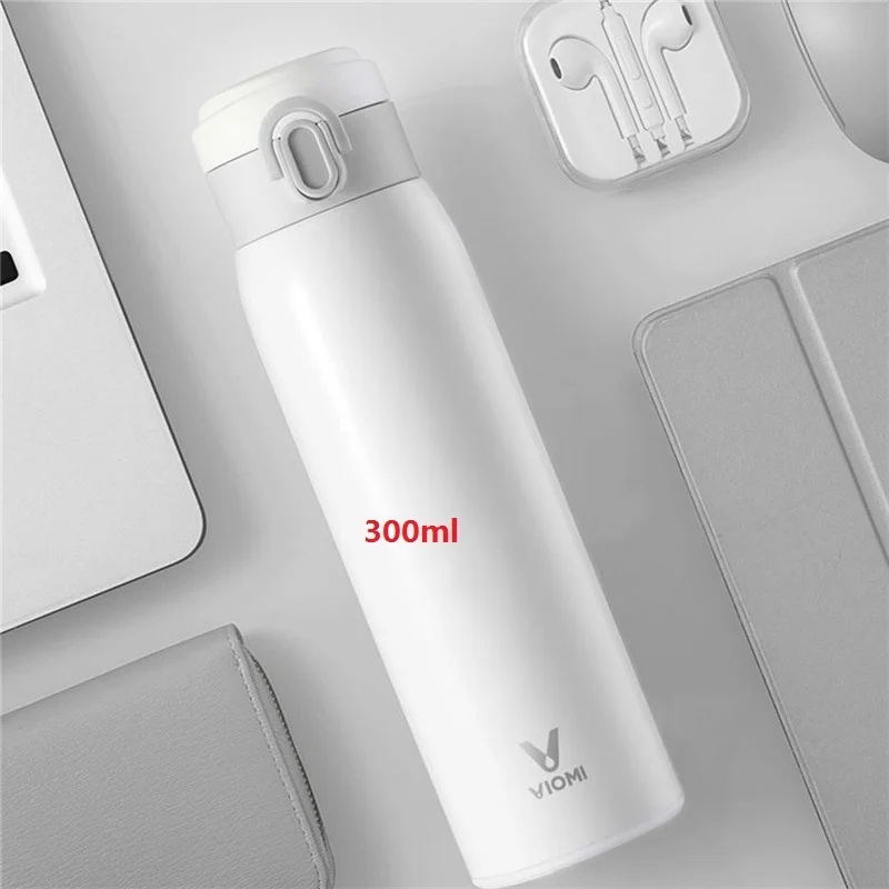 Xiaomi mi jia VIO mi вакуум из нержавеющей стали 24 часа колба вода «Умная» бутылка термос одной рукой - Цвет: 300ml white