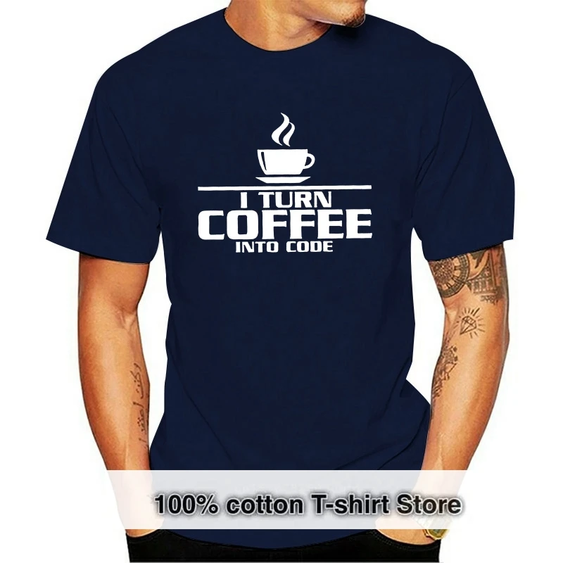 

Convertir café en código camiseta programación Camiseta de algodón tamaño S-3Xl Camiseta extragrande