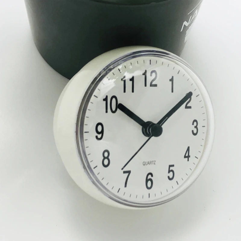 

Mini Sucker Wall Clock Bathroom Anti-Fog Waterproof 7cm Kitchen Toilet Small Quartz Table Clock