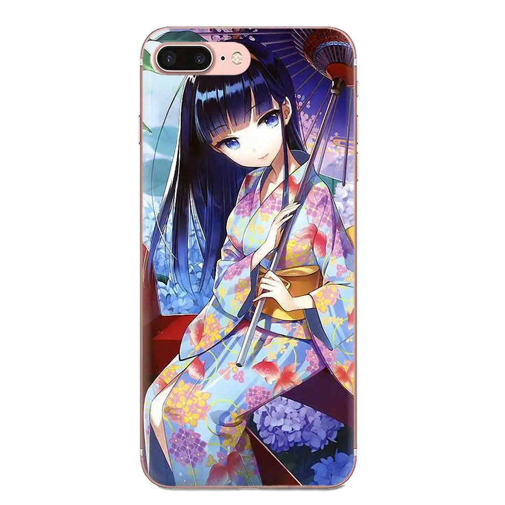 Чехол милые аниме из мультфильмов большие глаза кимоно девушка для Apple iPhone 4 4s 5 5C 5S