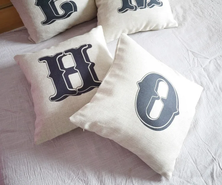 Льняная Наволочка на подушку с английским словом priting &quothome&quot 45*45|Наволочки| |