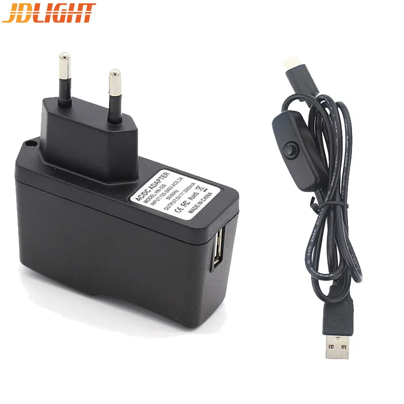 Кабель Raspberry Pi 4 USB Type C источник питания переменного тока 5 в 3 А с выключателем