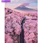 Алмазная живопись 5D, Япония, цветущая вишня, Гора Фудзи, пейзаж, Набор для вышивки крестом, стразы