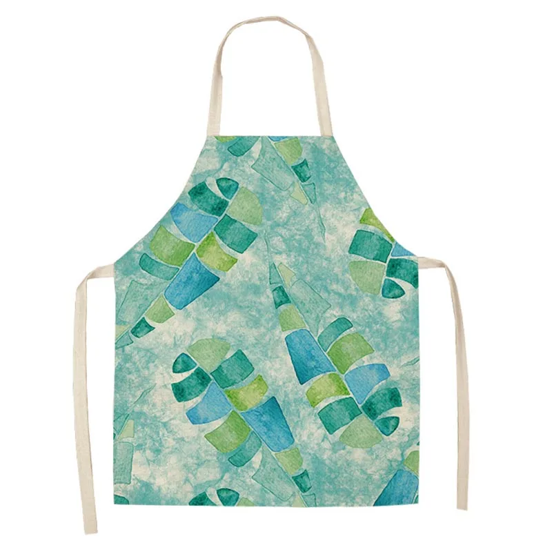 

Plant Printed Antifouling Kitchen Apron Cotton Linen Sleeveless man women Chef Cooking Aprons Kitchen accessories 68*55 0031