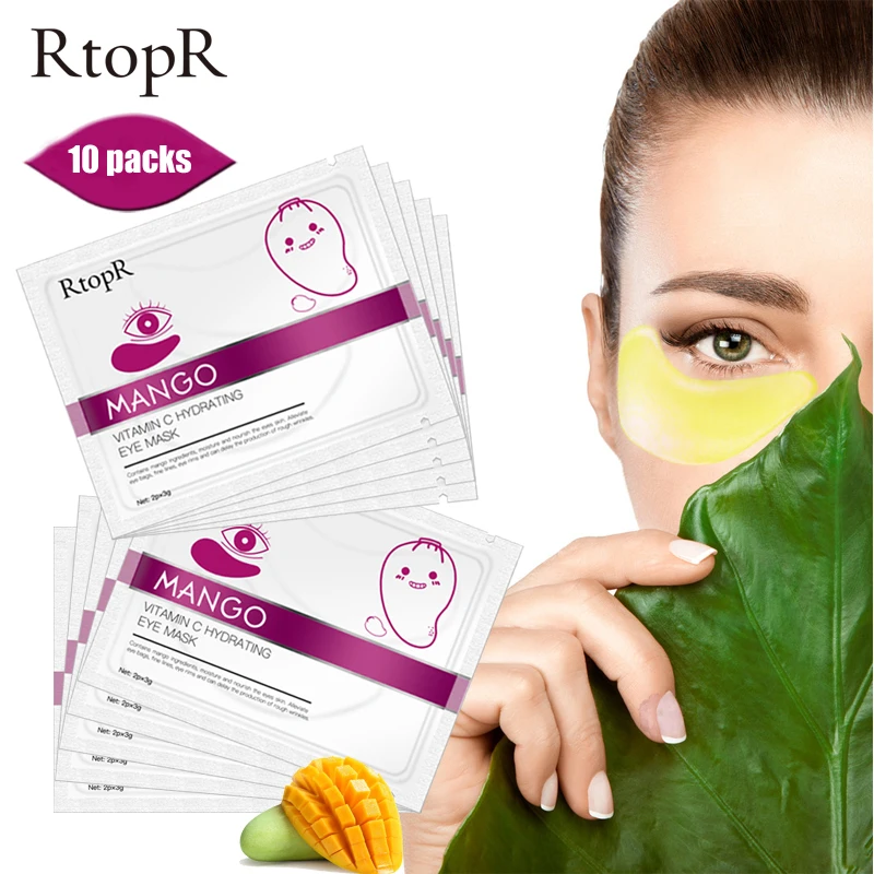 

10Pairs Mango Vitamin C Hydrating Eye Mask Anti Wrinkle Eye Patches Dark Circles Remover Face Skin Care Sheet Masks