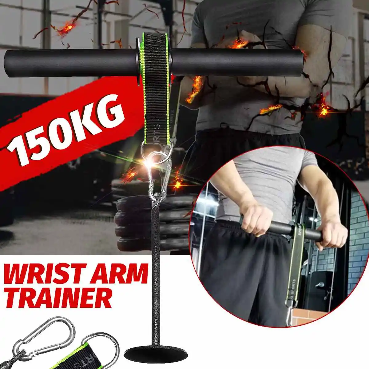 

Forearm Strength Trainer Wrist Hand Grip Hand Strength Exerciser Weight Lifting Rope Waist Roller Gym Fitness Workout Equipment