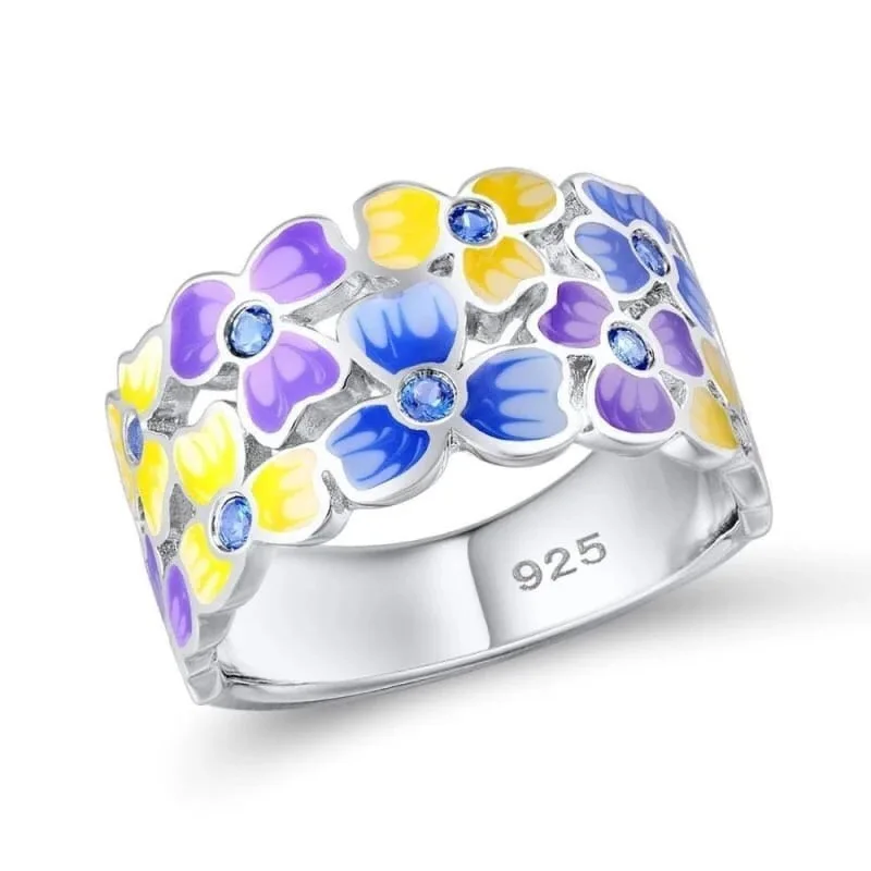 

Fashion Flower Rings for Women Cubic Zirconia Ring Party Jewelry Enamel Ring Jewelry High Quality