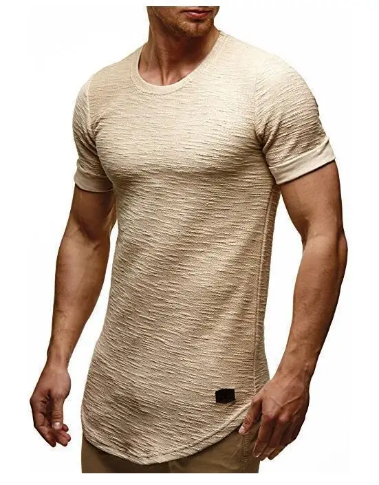 Летние Новые мужские футболки, однотонные облегающие модные повседневные футболки с коротким рукавом FF3543 от AliExpress WW