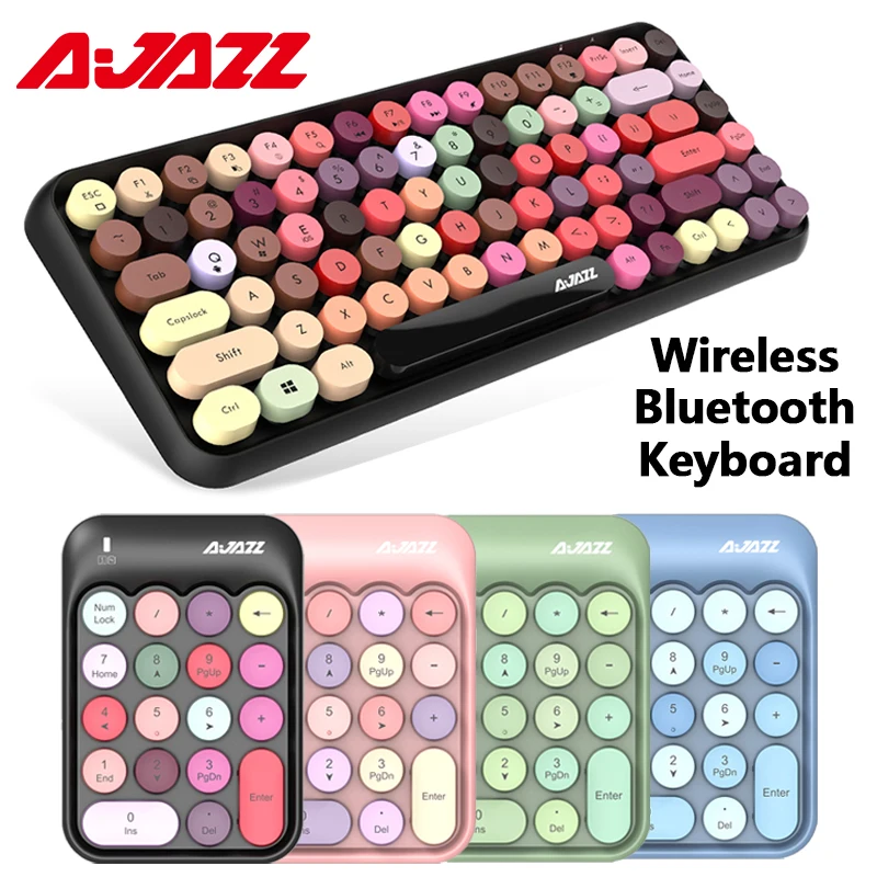 

New Ajazz 308I Wireless Keyboard 18/84 Keys Round Keycap Bluetooth Keyboard Portable 2.4GHz Numeric Keypad for Tablet Laptop