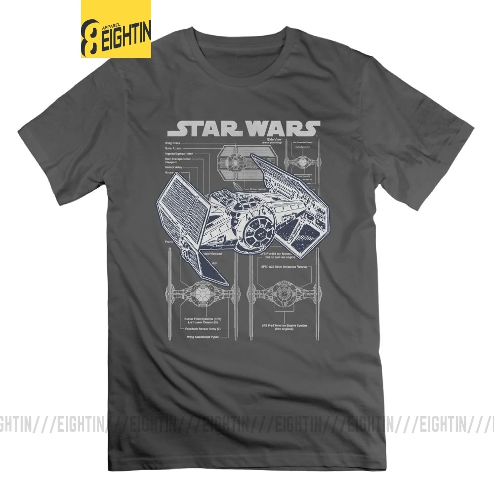 Звездные войны Дарт вейдерс Tie Fighter футболка круглый воротник Топы Футболка короткий рукав тройники хлопок винтажные мужские принты - Цвет: Серый