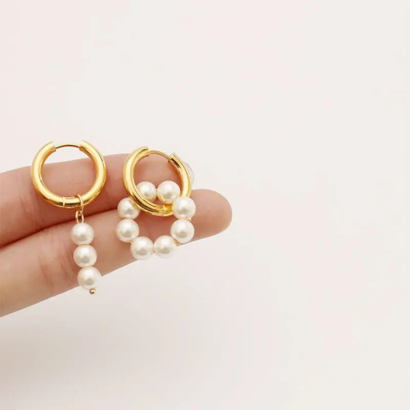 Linmouge модные круглые жемчужные серьги подвески для женщин золотистого цвета