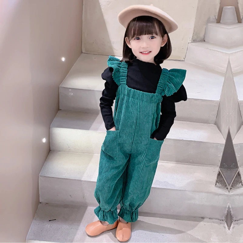 

Child clothing suit fashion new trendy bottoming shirt + corduroy sling jumpsuit thickening 2-7 year Beibei Quality Kids clothes
