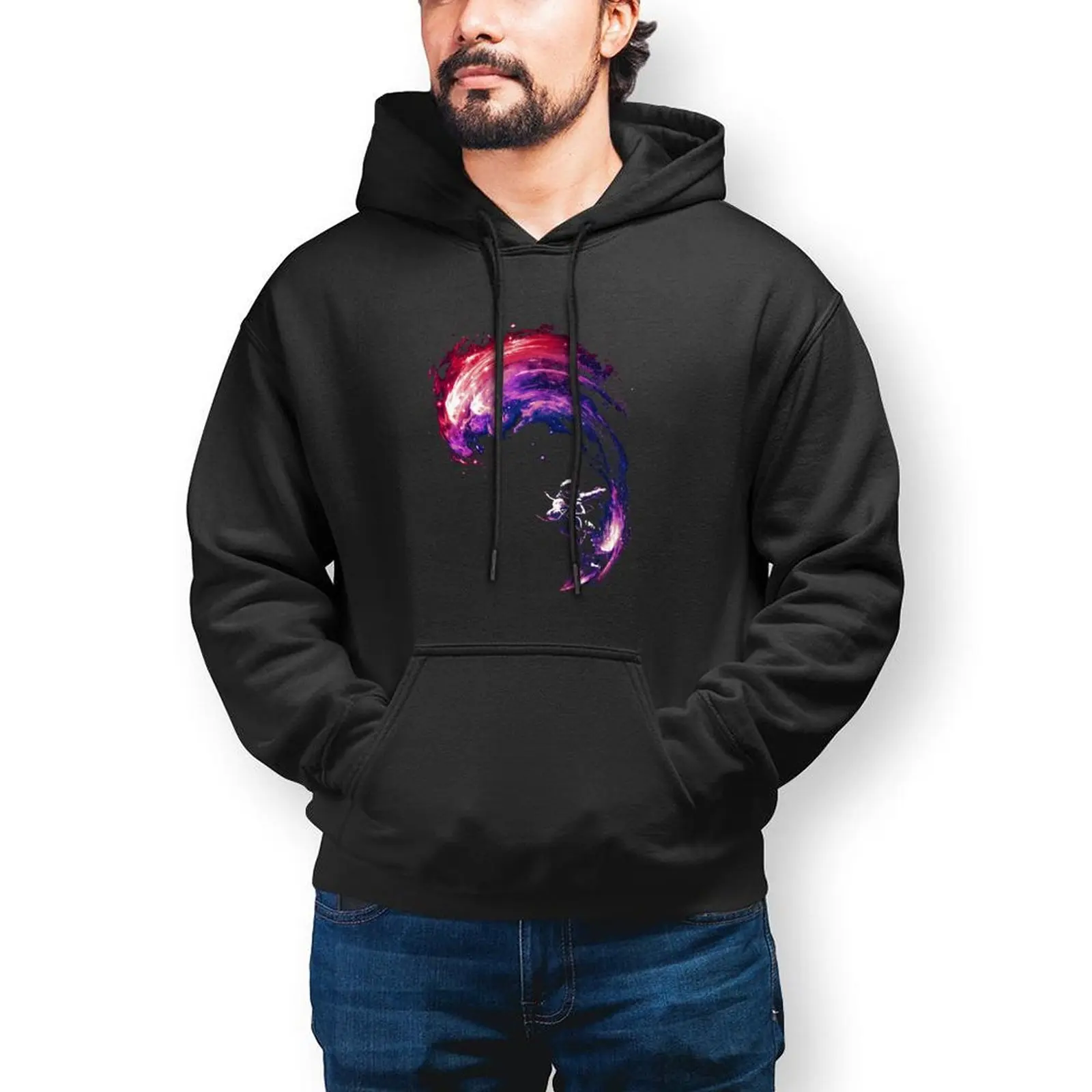 

Зимние хлопковые толстовки Толстовка с космическим принтом, стильные длинные уличные пуловеры с капюшоном XXXL для мужчин