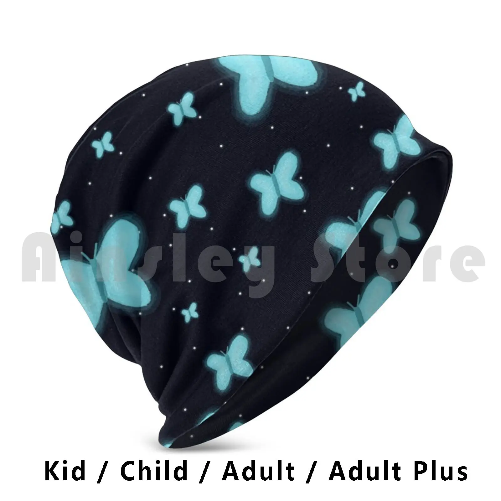 

Светящиеся Бабочки облегающие шапки пуловер Кепка Удобные бабочки для ночного неба с голубым мультяшным рисунком