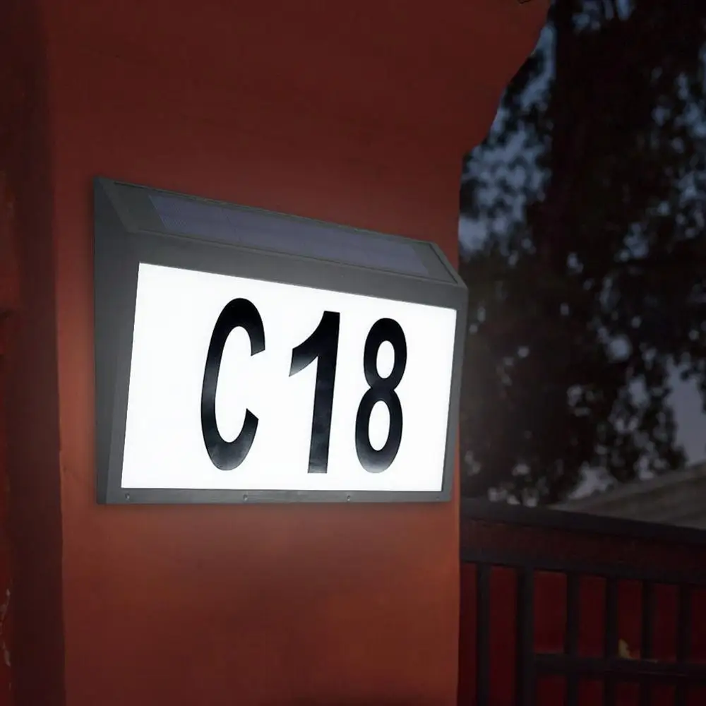 Durable Solar Address Sign Light Doorplate LED House Number 0-9 A-Z Tags | Лампы и освещение