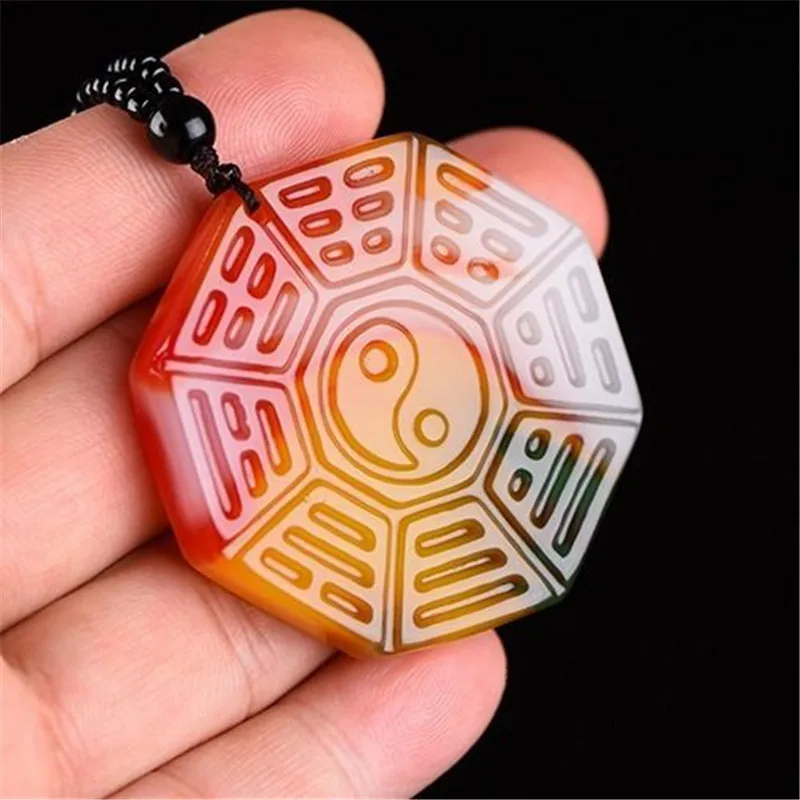Natural Colour Jade Taiji Bagua Pendant Necklace Hand-Carved Chinese Charm Jadeite Jewelry Fashion Amulet Gifts for Men Women | Украшения и
