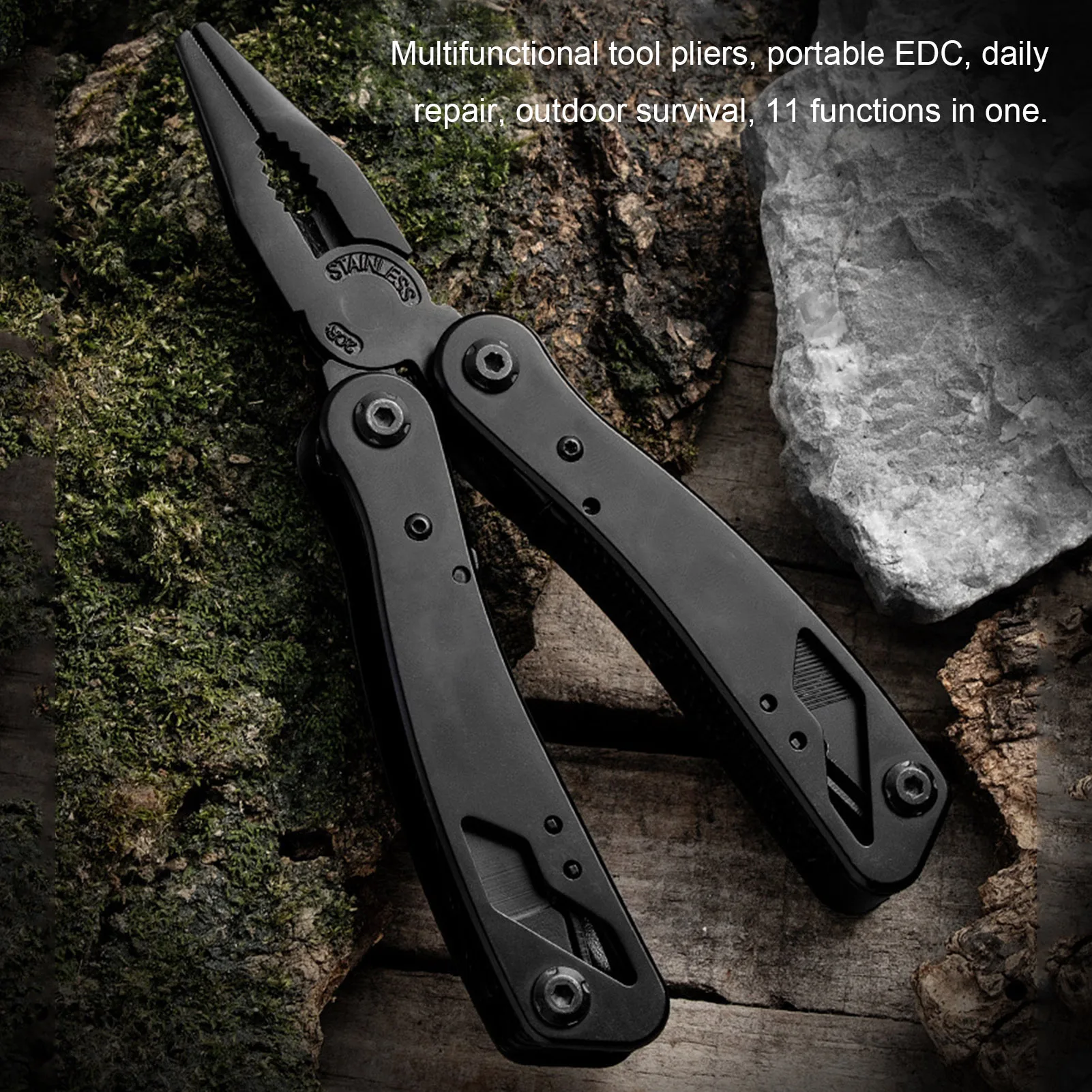 

Multifunctional Pliers Stainless Steel Folding Cutter Diagonal Pliers Tool 11-In-1 Pliers Camping Scissors Opener Screw Drivers