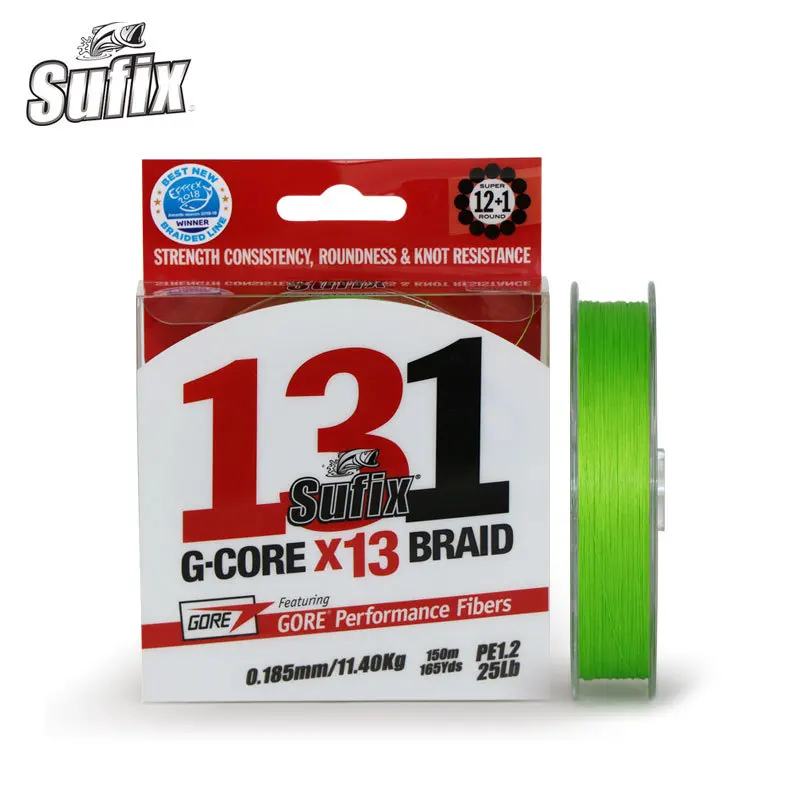 Рыболовная Леска Sufix BRAIDED131G GORE 150 м PE 13 нитей 14 100LB плетеная леска 2019|Рыболовные