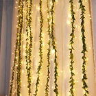 USB 8 режимов 3x1 м искусственные зеленые листья лоза Шторы строка светильник Рождественская светодиодная гирлянда сосульки светильник s для дома Свадебная вечеринка Декор