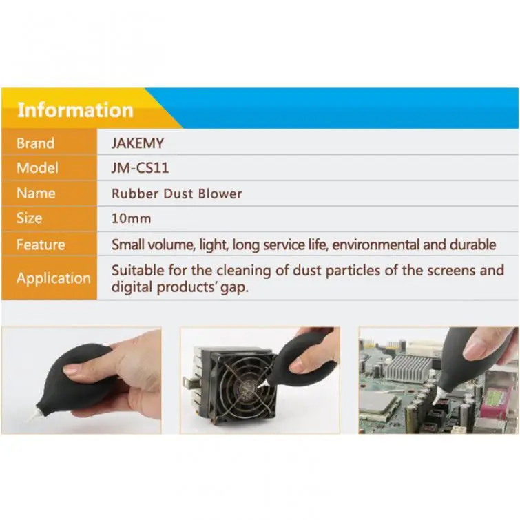 JAKEMY Rubber Mini Air Dust Blower Pump Cleaner Circuits Clean Tool with Metal Nozzle for Cell Phone/Tablet Camera Lens Cleaning |