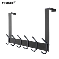 yumore stainless steel black door hook heavy duty door hanger for coat robe hat towel bathroom kitchen hooks with 6 hooks