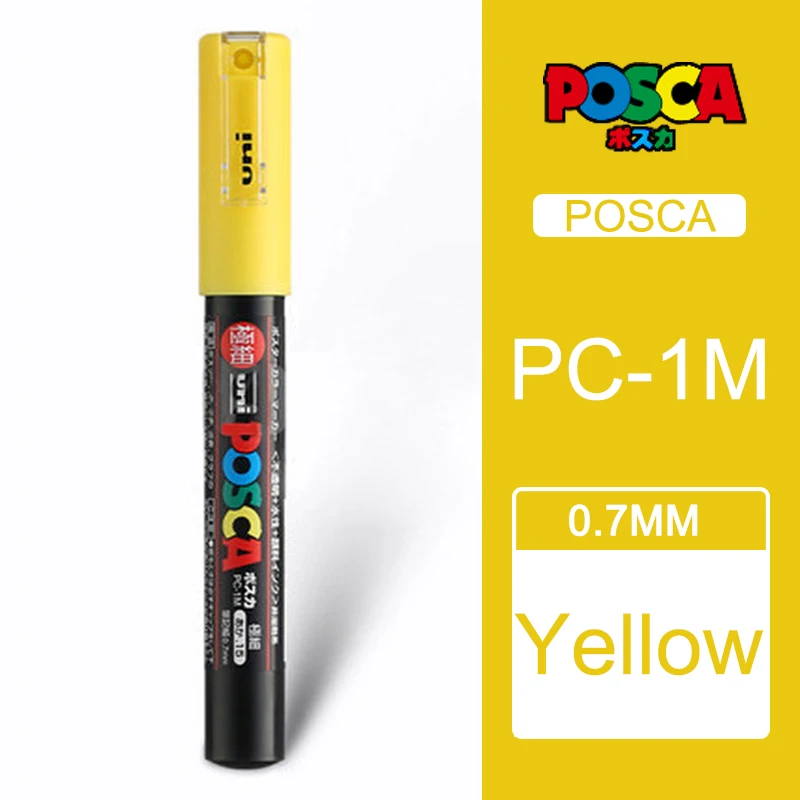 Yellow 1 шт. Uni Posca Краска Маркер Mitsubishi постер цвет маркировки ручка Экстра тонкой точки PC-1M - Цвет: Yellow
