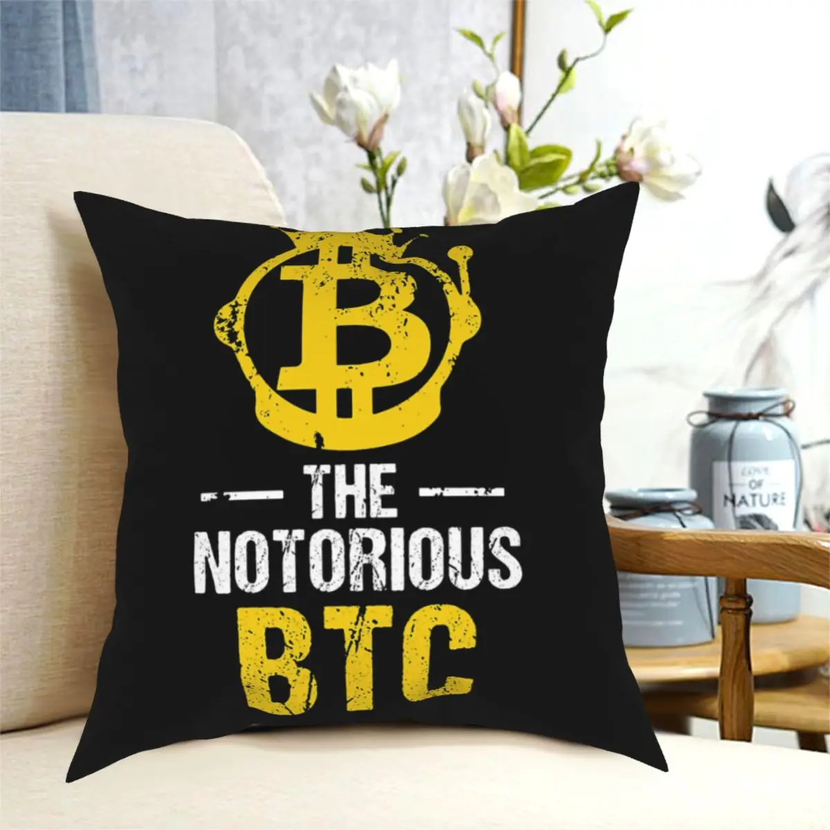 BTC Throw Pillow Case Bitcoin Crypto Miners Meme Cushion For Home Sofa Chair Decorative Hug Pillowcase