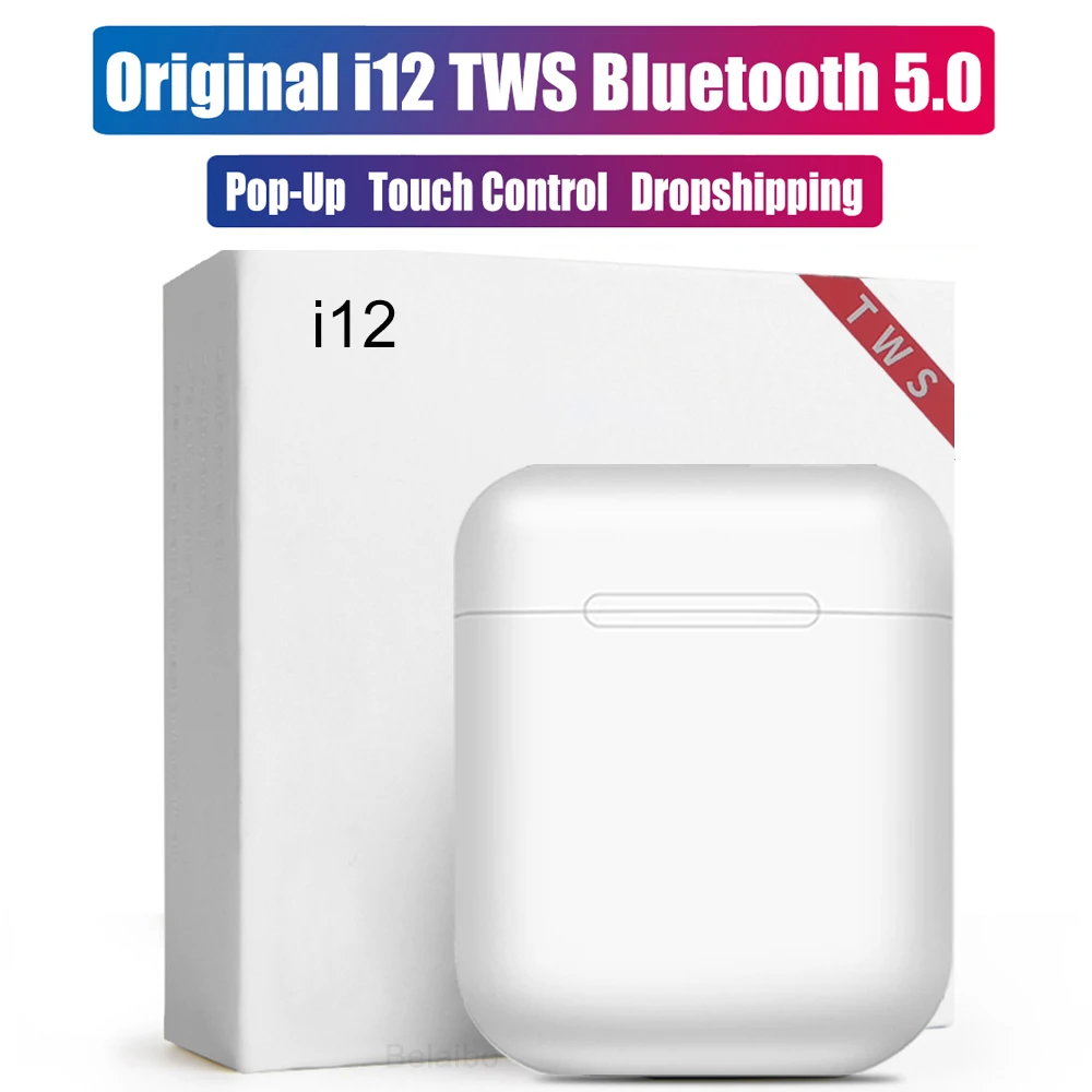 Наушники i12 tws всплывающие bluetooth 5 0 беспроводные наушники с сенсорным управлением